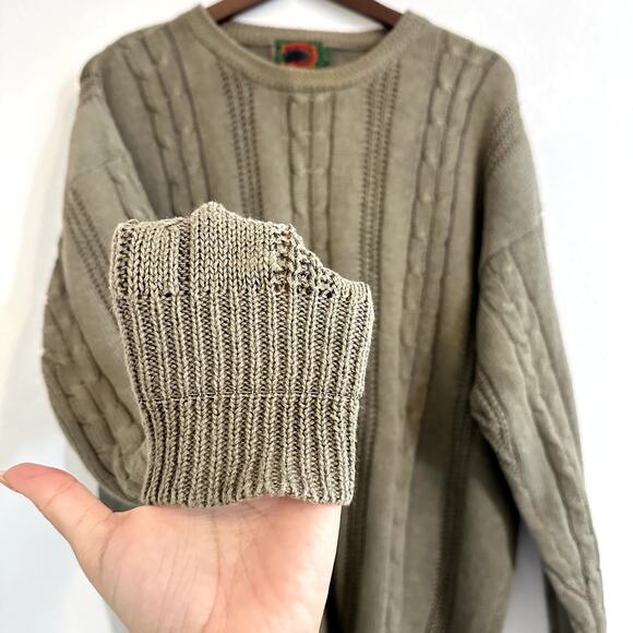 VTG BOSTON TRADERS Cable Knit Cotton Blend Grandpa Sweater Size L Indie Eclectic - Picture 4 of 11